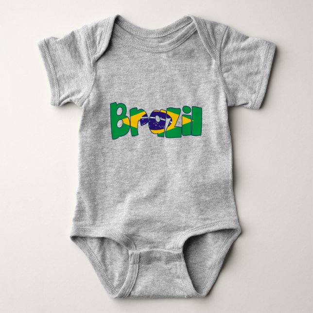 Brasilien-Flaggentext Baby Strampler (Vorderseite)