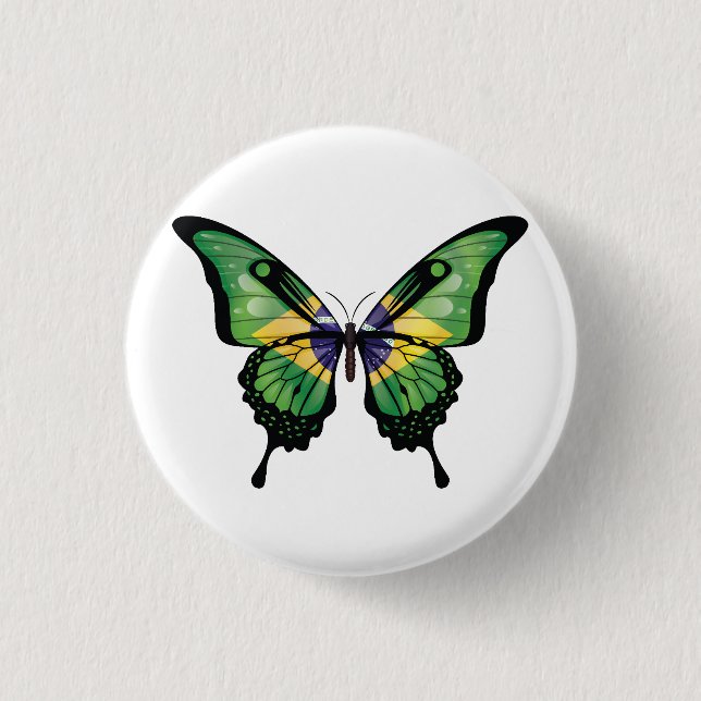 Brasilien Frack Butterfly Flag Aufkleber Button (Vorderseite)