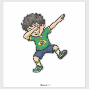 Brasilien Fußball Dab Junge Vintage Vector Shirt_1 Aufkleber