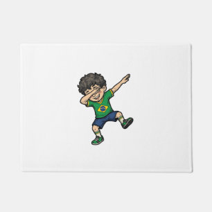 Brasilien Fußball Dab Junge Vintage Vector Shirt_1 Fußmatte