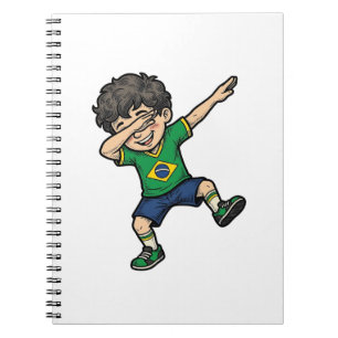 Brasilien Fußball Dab Junge Vintage Vector Shirt_1 Notizblock