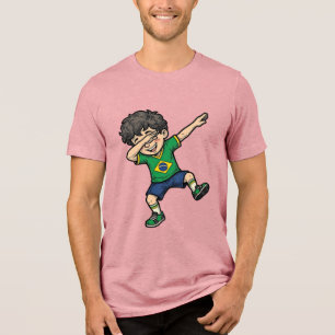 Brasilien Fußball Dab Junge Vintage Vector T-Shirt Tri-Blend Shirt
