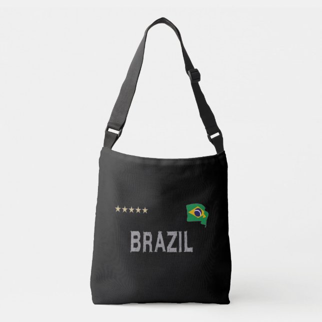 Brasilien Fußball Shirt Herz Tragetaschen Mit Langen Trägern (Vorderseite)