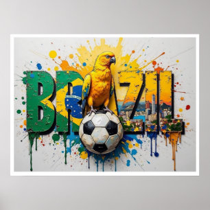 Brasilien Fußball Stadtlandschaft Ölmalerei StilPo Poster