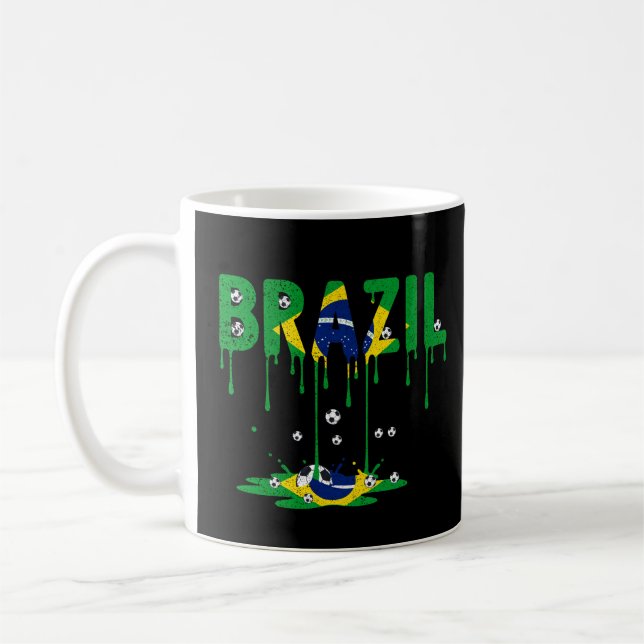 Brasilien Fußball tropfende Flagge  Kaffeetasse (Links)