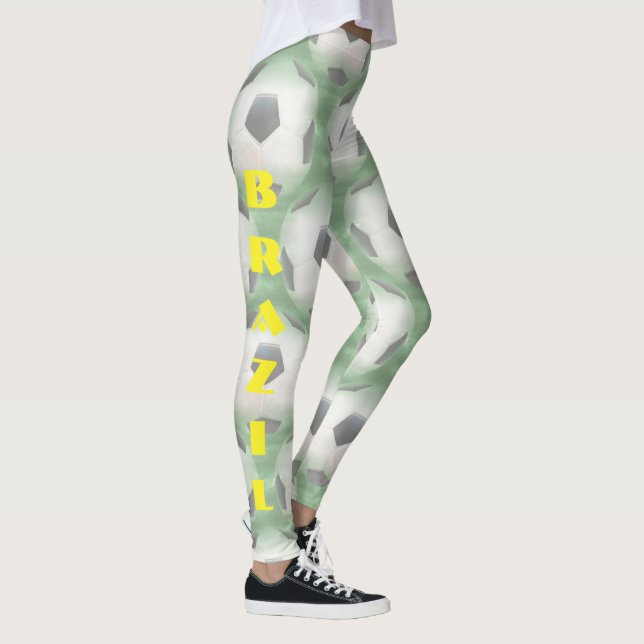 Brasilien-Fußballteamanhänger Leggings (Rechts)