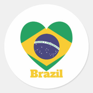 Brasilien Herzenflagge Runder Aufkleber