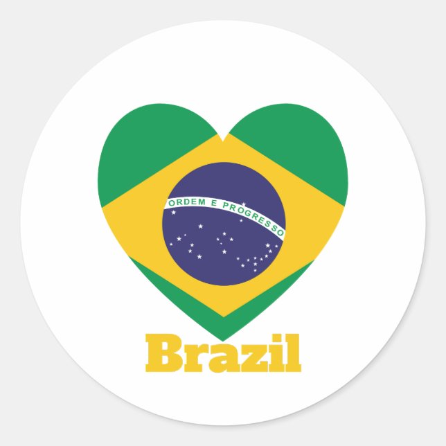 Brasilien Herzenflagge Runder Aufkleber (Vorderseite)
