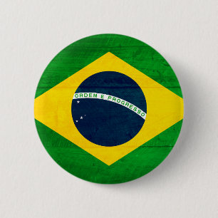 Brasilien-Holz-Flagge Button