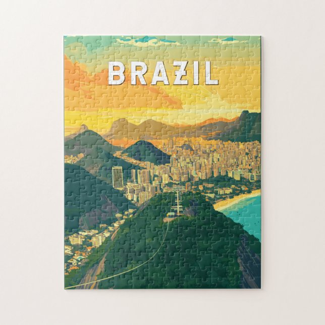 Brasilien Illustration Travel Art Vintag (Vertikal)