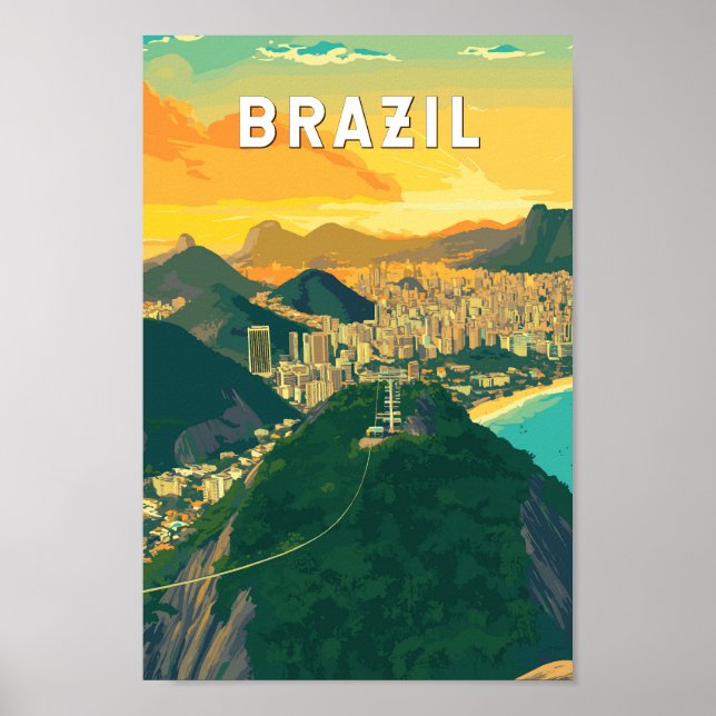 Brasilien Illustration Travel Art Vintag Poster (Vorne)