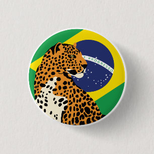 Brasilien Jaguar Brasilianische Nationale Tierflag Button