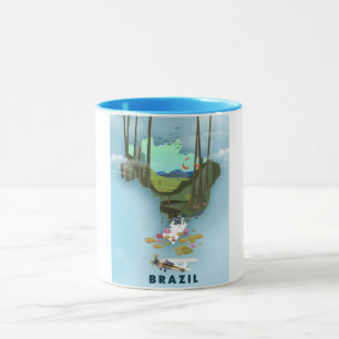 Brasilien Karte Illustriertes Reiseplakat Tasse