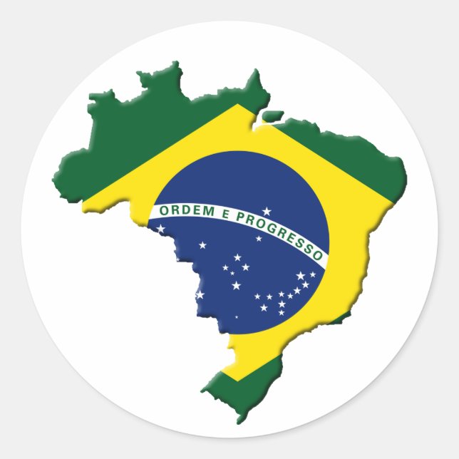 Brasilien-Karte Runder Aufkleber (Vorderseite)