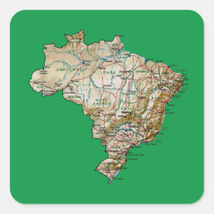 Brasilien-Karten-Aufkleber Quadratischer Aufkleber
