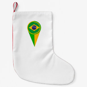 Brasilien-Karten-Zeiger-Standort-Flagge Kleiner Weihnachtsstrumpf