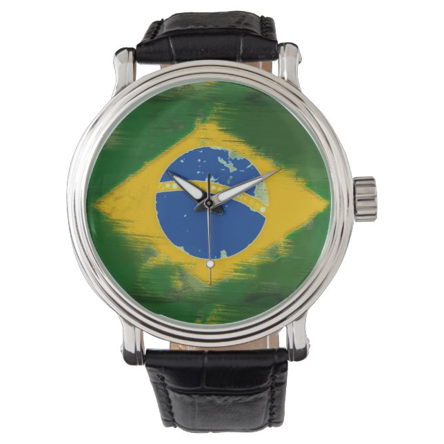 Brasilien-Länderflagge Armbanduhr (Vorderseite)