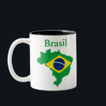 Brasilien Map Flag Design Zweifarbige Tasse<br><div class="desc">Brasilianische Flagge macht ein großartiges Geschenk für Brasilianer</div>