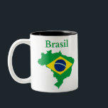 Brasilien Map Flag Design Zweifarbige Tasse<br><div class="desc">Brasilianische Flagge macht ein großartiges Geschenk für Brasilianer</div>