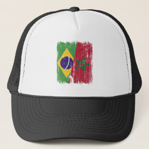 Brasilien Marokko Halbflagge Brasilianisch Marokka Truckerkappe