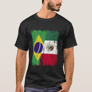 Brasilien Mexiko Halbflagge Brasilianisches Mexika T-Shirt