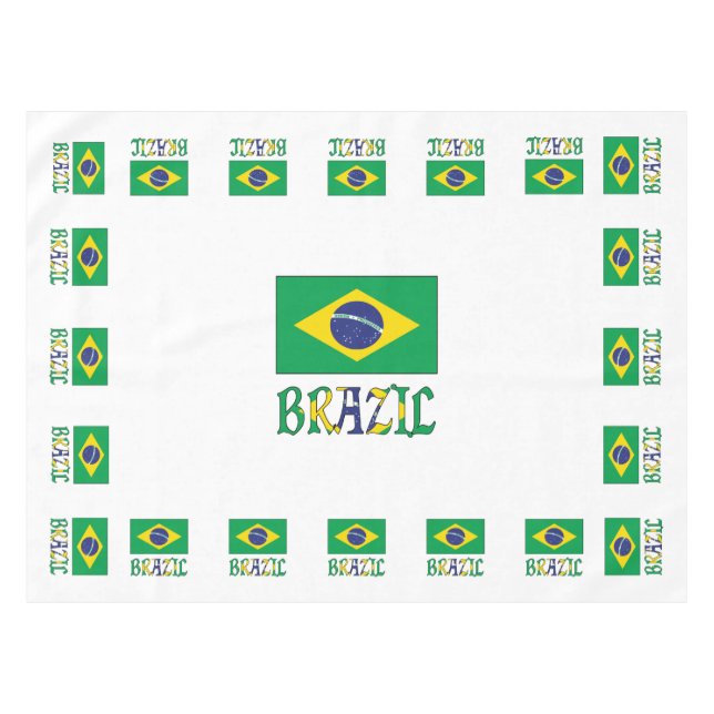 Brasilien mit brasilianischer Flagge Tischdecke (Vorderseite (Horizontal))