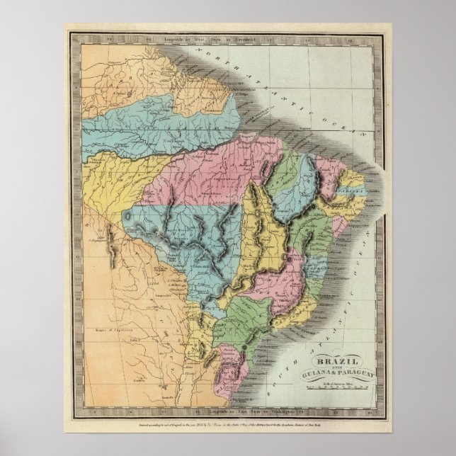 Brasilien mit Guyana und Paraguay Poster (Vorne)