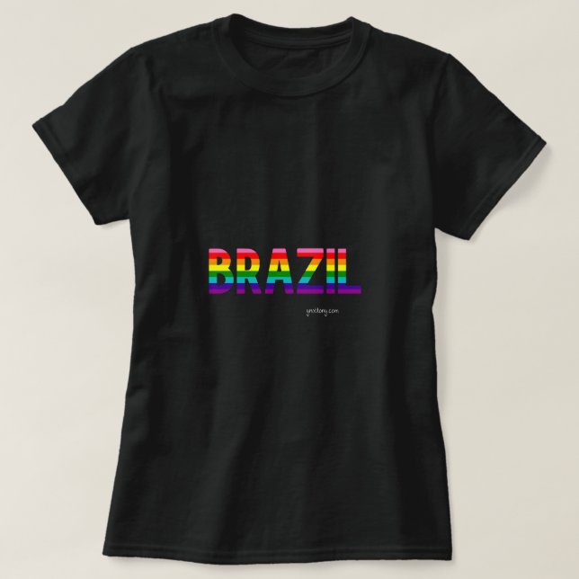 Brasilien Pride T Shirt | Regenbogenflagge W. (Design vorne)