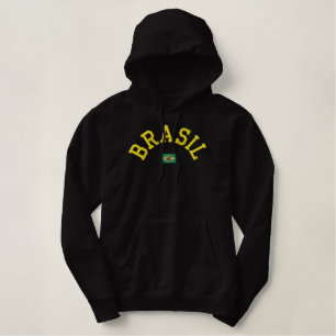 Brasilien-Pullover Hoodie - Força Brasilien! Bestickter Hoodie