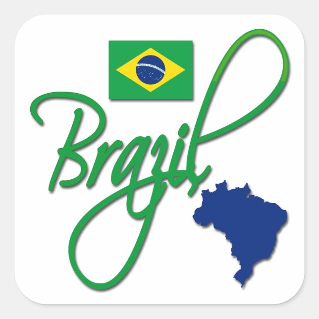 Brasilien Quadratischer Aufkleber (Vorderseite)
