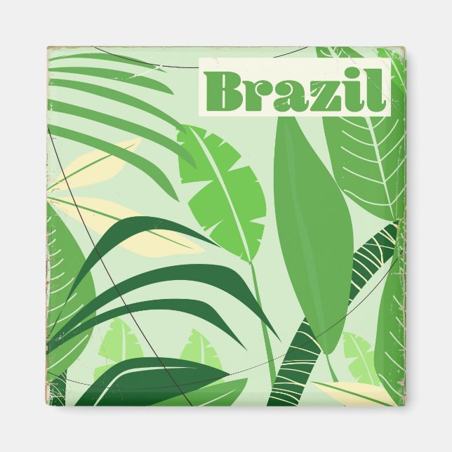 Brasilien Regenwald Vintager Urlaubstext Magnet (Vorne)