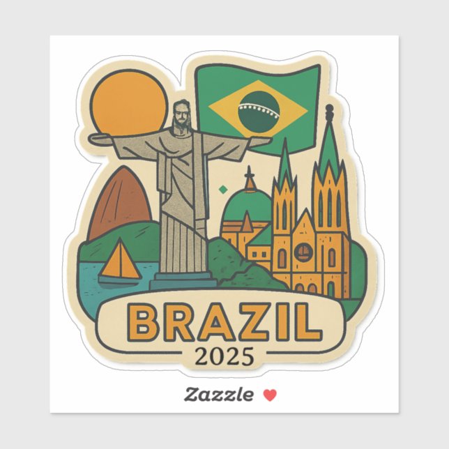 Brasilien Reise Design mit individuellem Jahr Aufkleber (Blatt)