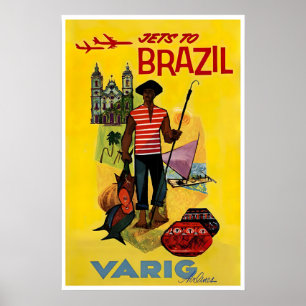 Brasilien Reiseplakat Varig Airlines Art Rio De Poster