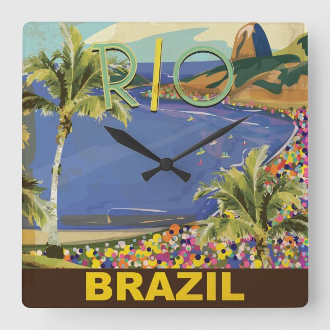 Brasilien - Rio De Janeiro Quadratische Wanduhr (Vorderseite)