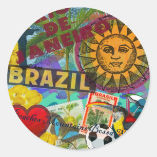 Brasilien Rio de Janiero Sun Reisen Farbenfrohe Ku Runder Aufkleber