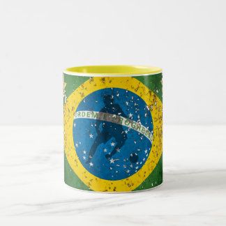 Brasilien-Schmutzflagge für Brasilianer weltweit Zweifarbige Tasse