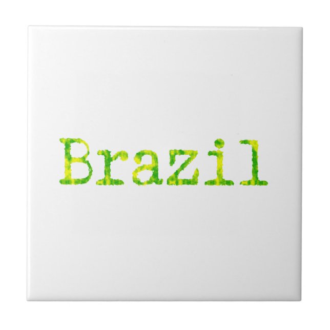 Brasilien Schriftart Grün und Gelb Fliese (Vorderseite)