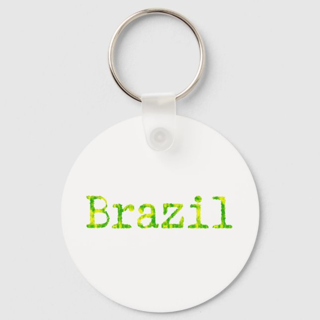 Brasilien Schriftart Grün und Gelb Schlüsselanhänger (Vorderseite)