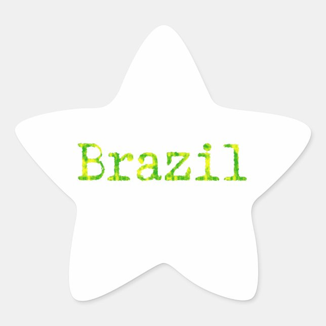 Brasilien Schriftart Grün und Gelb Stern-Aufkleber (Vorderseite)
