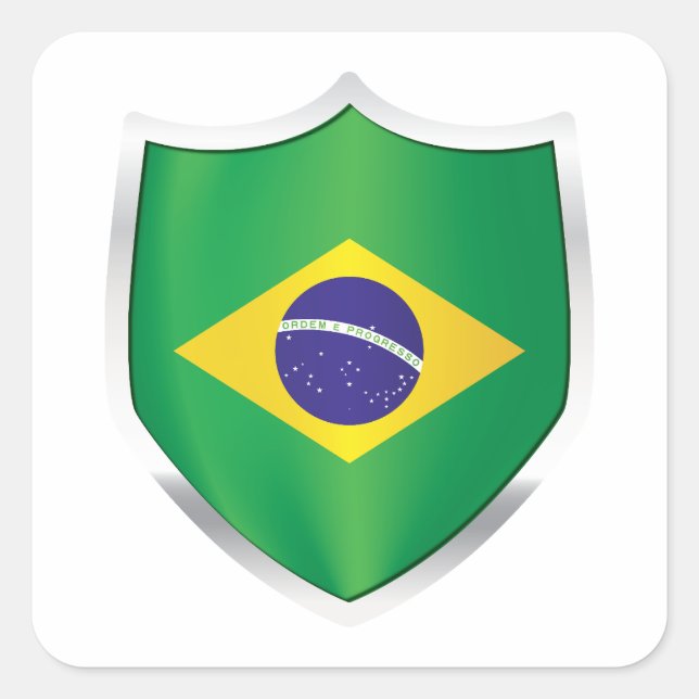 Brasilien Silberschildflagge Quadratischer Aufkleber (Vorderseite)