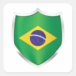 Brasilien Silberschildflagge Quadratischer Aufkleber