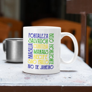 Brasilien Stadt nennt brasilianisches Flaggenplaka Kaffeetasse