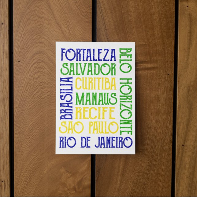 Brasilien Stadt nennt Rio de Janeiro Sao Paulo Postkarte (Brazil City Names Rio de Janeiro Sao Paulo Postcard
)