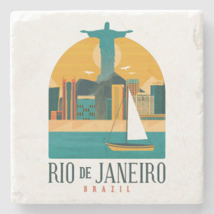 Brasilien Stadt Rio de Janeiro Vintage Reise Steinuntersetzer