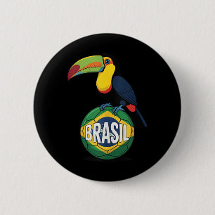 Brasilien Stolz Flagge Brasil Toucan Fußball Fußba Button