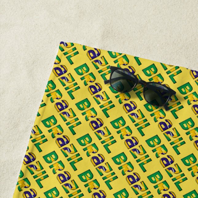 Brasilien Typografie Muster brasilianische Flaggen Strandtuch (Beispiel)