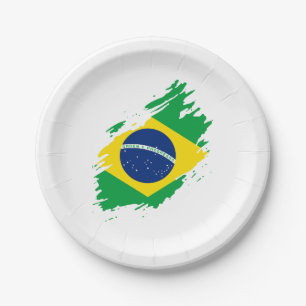 Brasilien überholte Flagge National Pride Sports F Pappteller