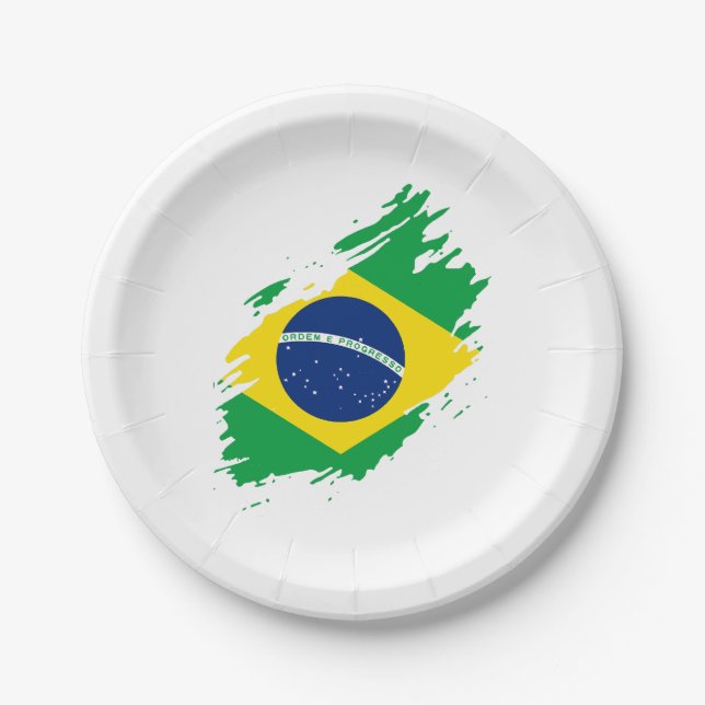 Brasilien überholte Flagge National Pride Sports F Pappteller (Vorderseite)