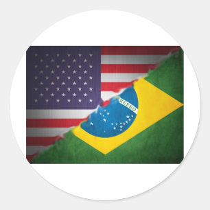 Brasilien und Amerika Runder Aufkleber
