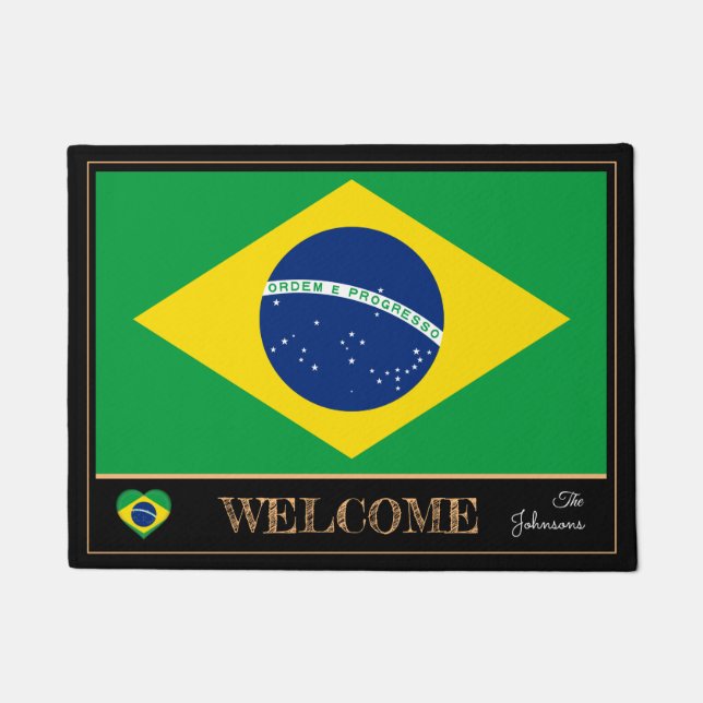 Brasilien und Brasiliens Flaggenstaat/Sport Willko Fußmatte (Vorderseite)